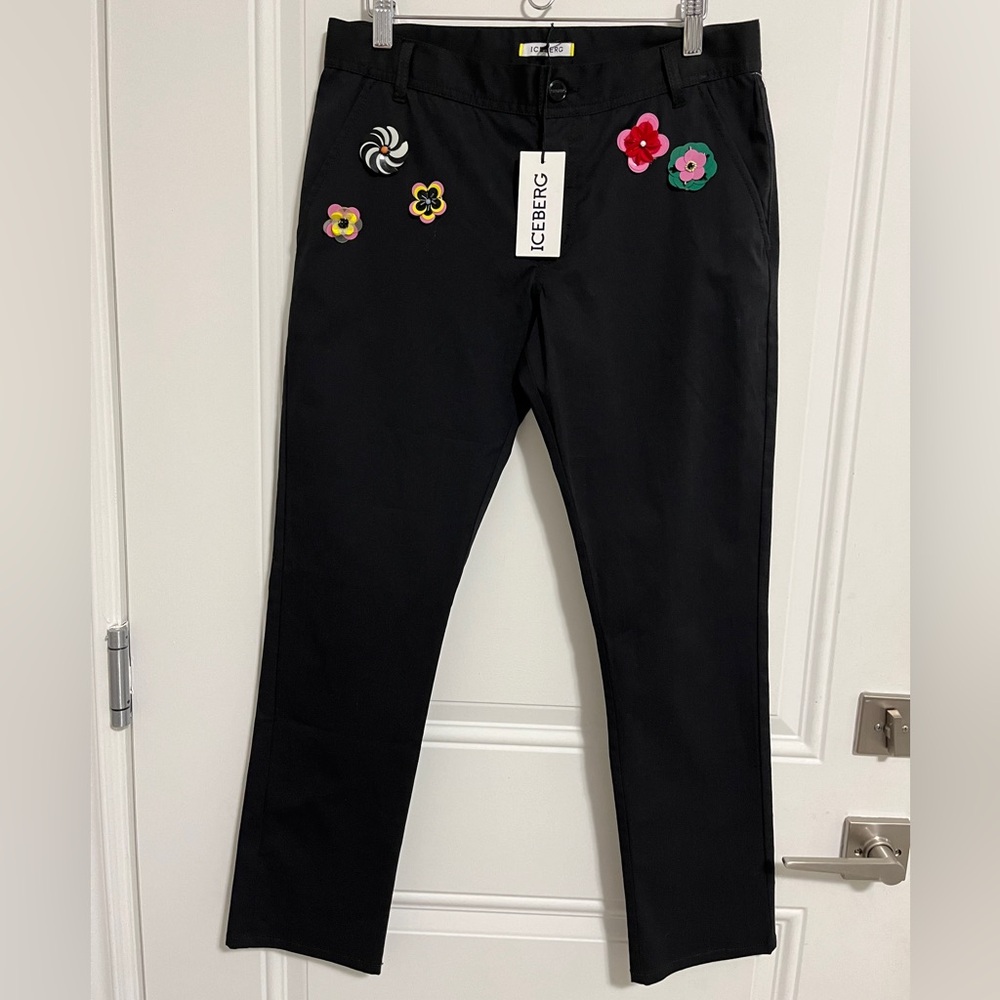 NWT - Iceberg Women’s Flower Decorated Summer Chino Pants - EU 40/ US 26